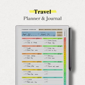 Travel Planner & Journal (For ReMarkable, iPad, Kindle Scribe) Interactive Digital PDF