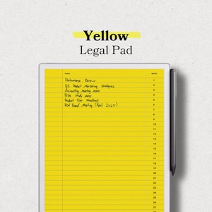 Yellow Legal Pad Digital Notebook (For ReMarkable, iPad, Kindle Scribe)