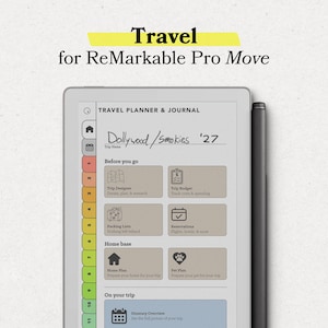Travel Planner & Journal for reMarkable Paper Pro Move | Interactive Digital PDF