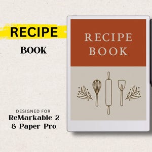 Ricettario per ReMarkable 1+2, ReMarkable Paper Pro, iPad, Kindle Scribe / Libro di cucina interattivo minimalista PDF