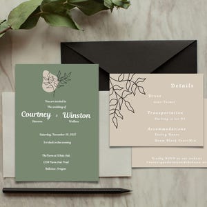 Faire-part de mariage, ensemble de modèles de toile, faire-part de mariage, carte détaillée, téléchargement numérique, faire-part de fleurs