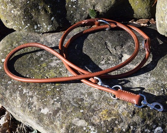 2m Adjustable Rolled Leather Dog Leash - size L