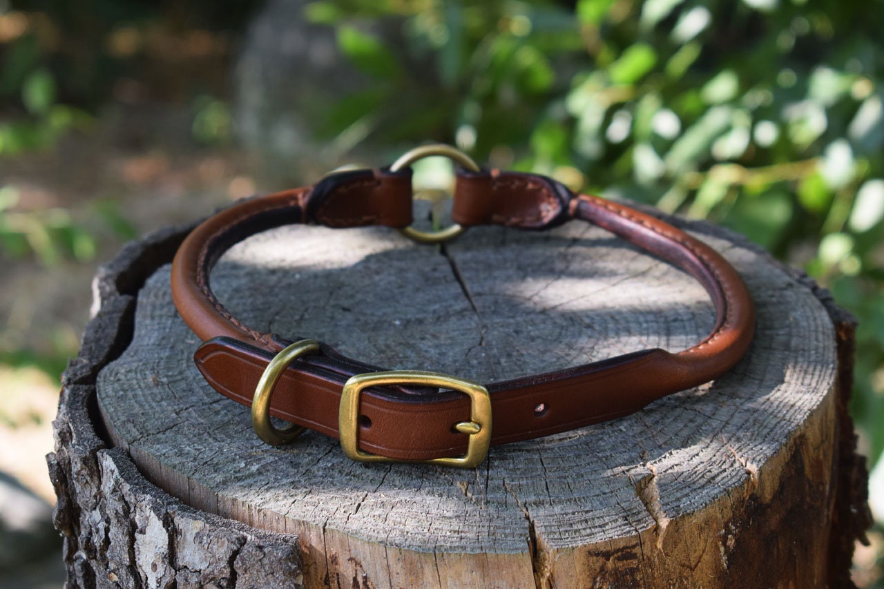 Rolled Leather Dog Breakaway Collar size M Etsy