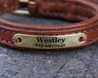 Brass name tag for dog collar