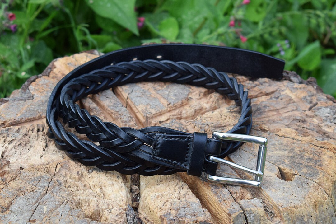 Braided Leather Belt With Stainless Steel Buckle 1 1/4 - Etsy