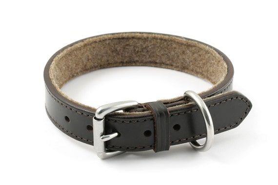 size M Felt Lined Leather Dog Collar