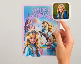 個別にパーソナライズされた子供の誕生日の招待状 |ユニコーン - ポストカード