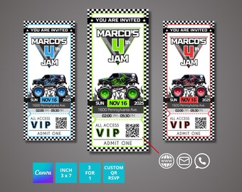Monster Truck Jam inspiriert Geburtstagseinladung Ticket | Monster Truck Geburtstag Ticket | Vorlage Ticket | Monster Truck Jam Ticket