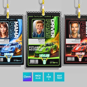 Porsche Racing inspiriert Pit Crew Pass Vorlage | Rennwagen Thema Geburtstag Party Dekorationen | Vorlage | Instant Edit Download & Print