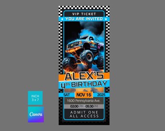 Monster Truck Jam inspiriert Geburtstagseinladung Ticket | Monster Truck Geburtstag Ticket | Vorlage Ticket | Monster Truck Jam Ticket