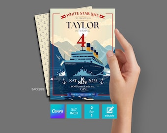 Titanic Birthday Party Invitation EDITABLE Printable | Personalised Vintage Travel, Nautical, Titanic Digital Invite Printable