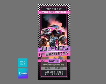 Monster Truck Jam inspiriert Geburtstagseinladung Ticket | Monster Truck Geburtstag Ticket | Vorlage Ticket | Monster Truck Jam Ticket