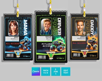 Monster Truck Jam Inspired Birthday Pitlane Pass | Monster Truck Pit Crew Pass | Template Birthday Pitlane Pass | Instant Download & Print