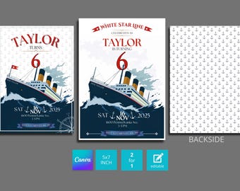 Titanic Birthday Party Invitation EDITABLE Printable | Personalised Vintage Travel, Nautical, Titanic Digital Invite Printable