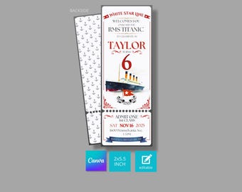 Titanic Birthday Party Ticket Invitation EDITABLE Printable | Personalised Vintage Travel, Nautical, Titanic Digital Invite Printable