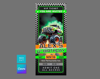 Monster Truck Jam inspiriert Geburtstagseinladung Ticket | Monster Truck Geburtstag Ticket | Vorlage Ticket | Monster Truck Jam Ticket