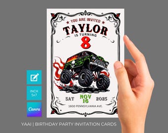 Monster Truck Jam Inspired Birthday Invitation | Monster Truck Rock Birthday Invite | Template Invite | Instant Edit Download & Print