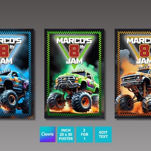 Monster Truck Jam Inspired Birthday Poster  | Monster Truck Birthday Poster | Template Birthday Poster | Instant Edit Download & Print