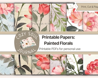 Printable Collage Papers | 6 Painterly Floral Papers for Journaling and Paper Crafts