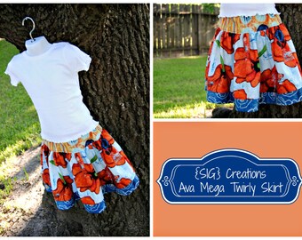 INSTANT Download SIG Ava Mega Twirly Skirt Pattern eBook - Size 6 to 12 Youth Tween
