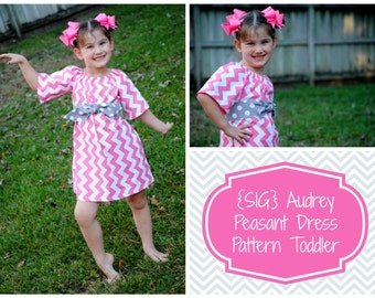 INSTANT Download SIG Audrey Peasant Dress with Sash Pattern eBook - size 3T to 6 Youth, Toddler