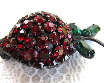 Signed Warner strawberry brooch from the 1960s