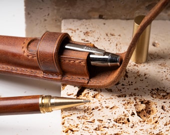 Personalised Leather Pen Case, Real Calfskin 1 Pen Holder, Handmade Initial Pen Pouch, Fountain Pen Case, Office Worker Gift, Groomsman Gift