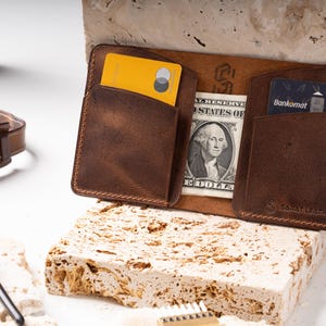 Porta-cartões de visita personalizado, carteira de couro de bezerro com dobra dupla, porta-cartões de crédito pequenos, carteira masculina gravada, bolsa de dinheiro, presente de aniversário