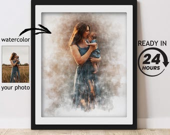 Custom Watercolor Portrait, Personalized Family Art (Digital and Print)