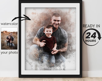 Custom Family Watercolor Portrait, Father's Day Gift