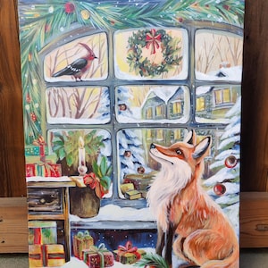 Cozy house original painting large Acrylic painting in the interior Christmas Gift