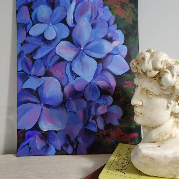 Hortensiens ursprüngliche Malerei sind große realistische Blumen, die Liebe, Respekt und Dankbarkeit symbolisieren