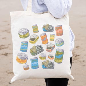 Sardine Tote Bag Vintage Fisherman Aesthetic Canvas Tote Bag Ocean Inspired Tinned Fish Bag Foodie gift Sardinecore Tote Fish Lover Gift Sea