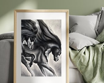Arte mural de caballos, impresión digital, pintura de caballos