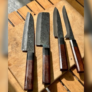 Hand Forged Japanese Chef Knife Set, Handmade Knife Set.