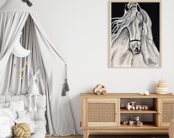 Pintura de caballo, impresión digital, descarga instantánea.