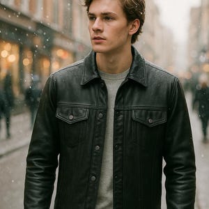 Chaqueta de cuero estilo camionero para hombre: estilo clásico con un toque moderno