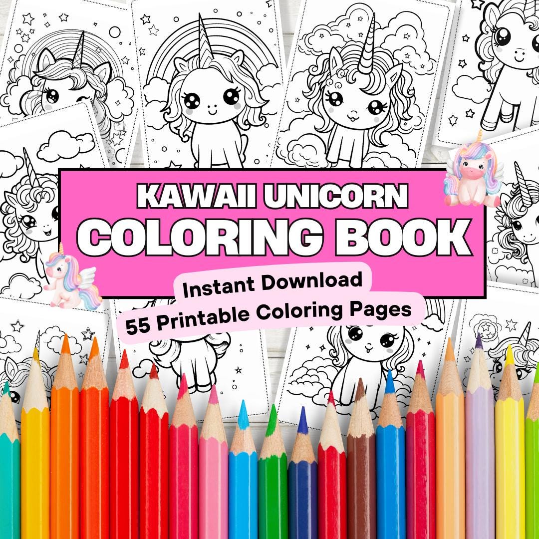 Printable Kawaii Unicorn Coloring Pages for Kids, Toddlers ...