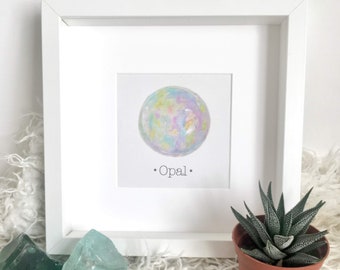 Opal October Birthstone Print OPAL Art, Crystal Birthstone OPAL Gemstone, Birthstone Print October Birthday Gift