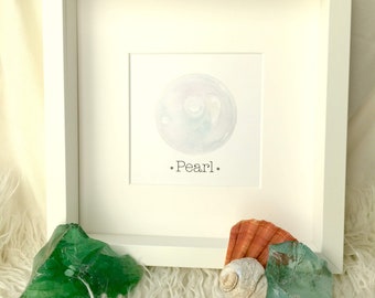 PEARL June Birthstone Art Print, Pearl Birthstone Print, Pearl Baby Shower, June Baby Gift, Pearl Birthday Present