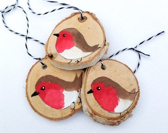 For Karen, Please do not purchase unless you are Karen F. Christmas Robin Holiday Ornaments THREE Robin Redbreast Christmas Tree Decoration,