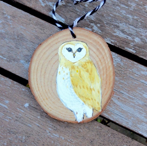 Wooden Barn Owl Christmas Ornament One Barn Owl Holiday Etsy