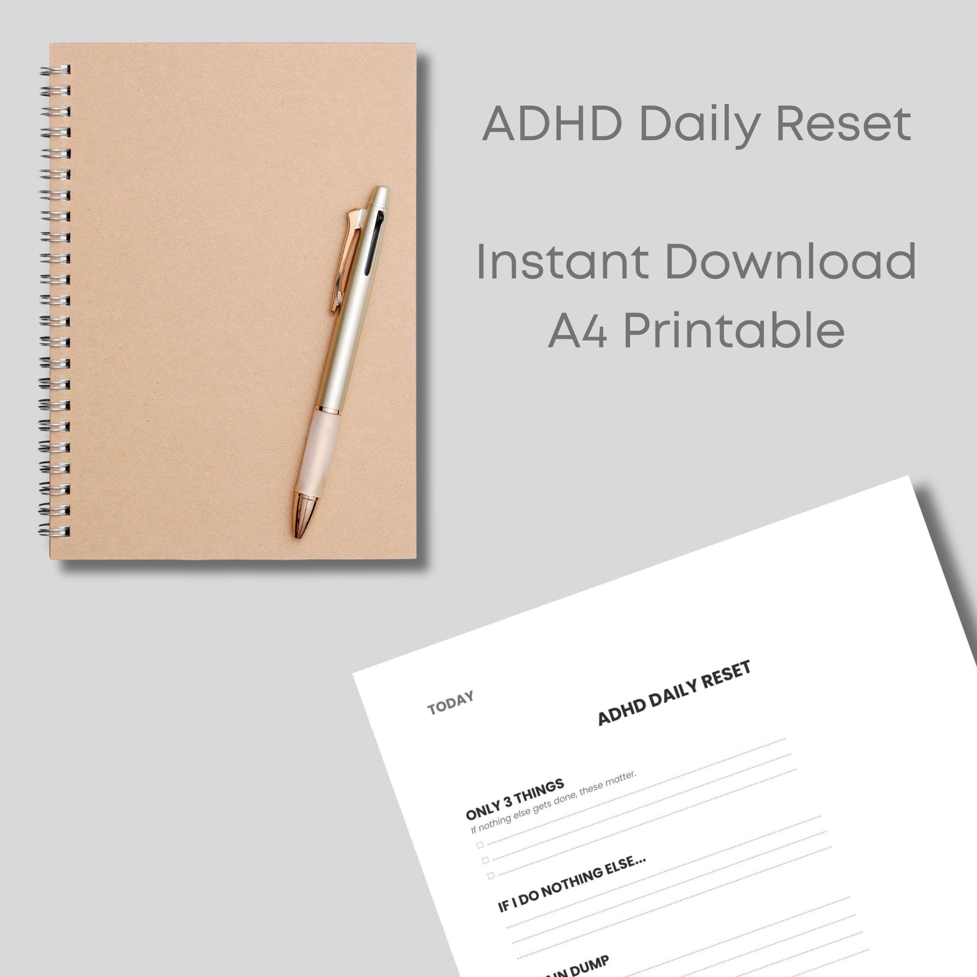 ADHD Daily Reset Printable | Gentle Daily Planner for Overwhelmed Minds ...