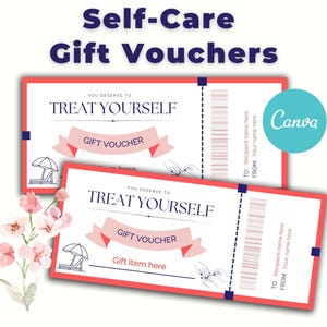 Self-Care Gift Voucher Template | Coupon Template | Ticket Template | Gift Voucher | Editable Coupons | Editable Canva Templates