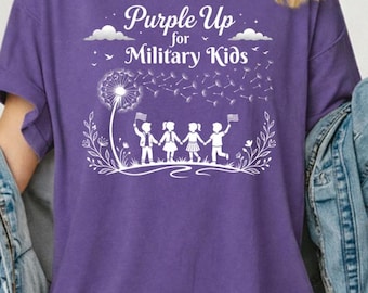 Purple Up For Military Kids T-Shirt, Month of the Military Child Support Gift, Patriotic Family Graphic Tee