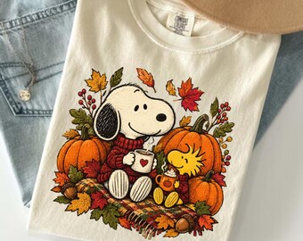 Cozy Fall Friends T-Shirt, Cute Autumn Friends Gift, Pumpkin Coffee Graphic Tee, Thanksgiving Shirt