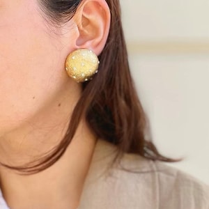 Vintage CHRISTIAN DIOR Crystal Dome Earrings 1980s Gold Clip On Statement Bridal French Couture Signed