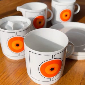 1970s Thomas Rosenthal Eclipse Coffee Set  Modernist Op Art Design Barbara Brenner  Vintage German Porcelain