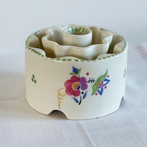 Sällsynt blomgroda från 1920-talet | Handmålad signerad keramik Poole England | Art Deco