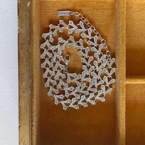 Vintage NAPIER Silver-Tone Chevron Leaf Chain Necklace - Bridal or Special Occasions